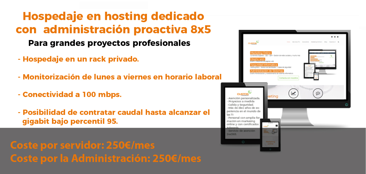 Alojamiento web hosting dedicado 8x5